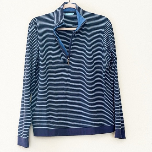 J. McLaughlin 1/4 Zip Athletic Pullover Navy and Sky Blue Size Medium - Picture 1 of 9